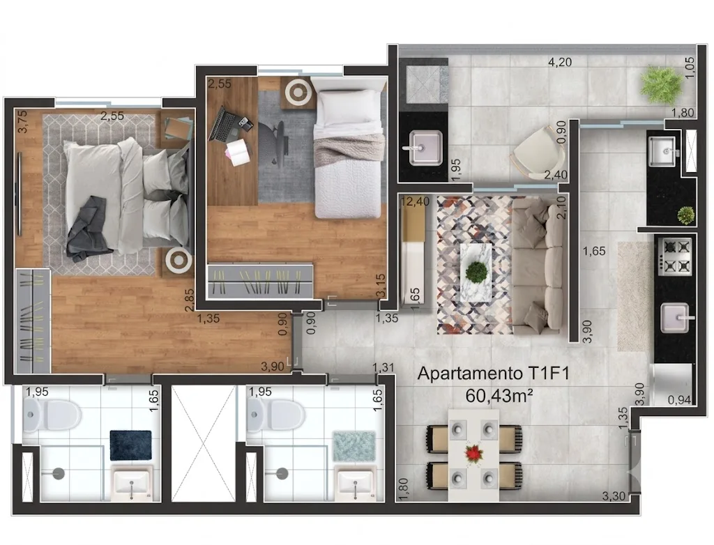 Planta de 60 m² — imagem 1